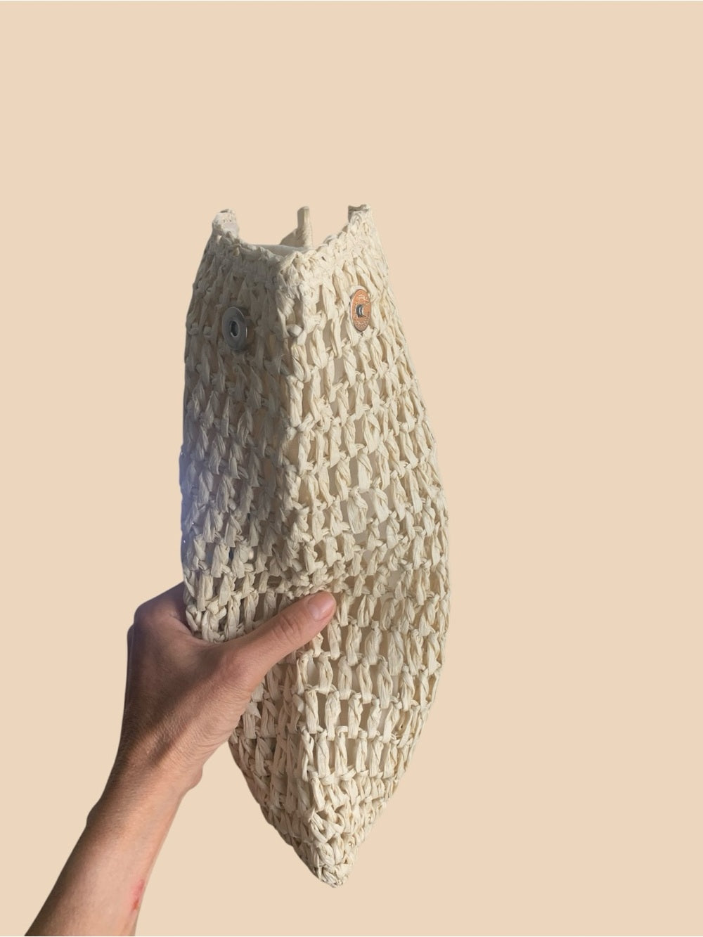 Woven Straw Handbag With Wooden Handles