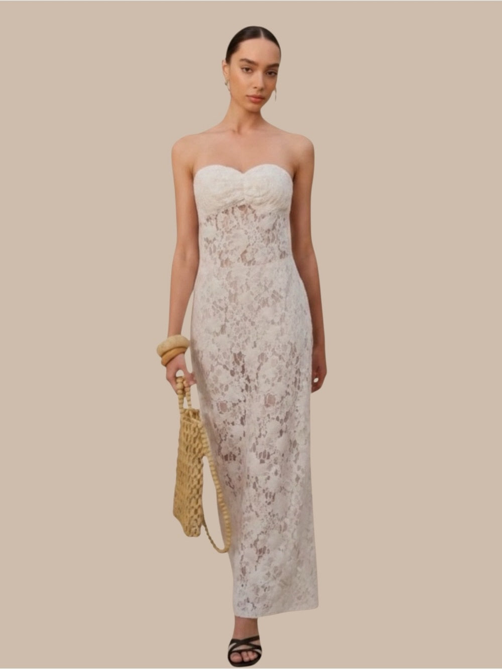 Strapless Lace Maxi Dress