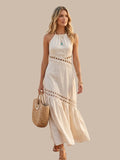 Holiday Capsule 2026 — MINAMIST Cream Cut‑Out Halter Midi Dress | Linen‑Viscose