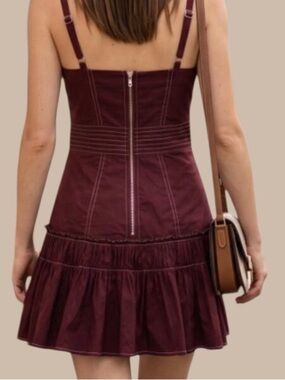 Minamist 2026 Holiday Capsule Pleated Sweetheart Ruffle Mini Dress – Burgundy