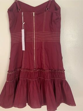 Minamist 2026 Holiday Capsule Pleated Sweetheart Ruffle Mini Dress – Burgundy